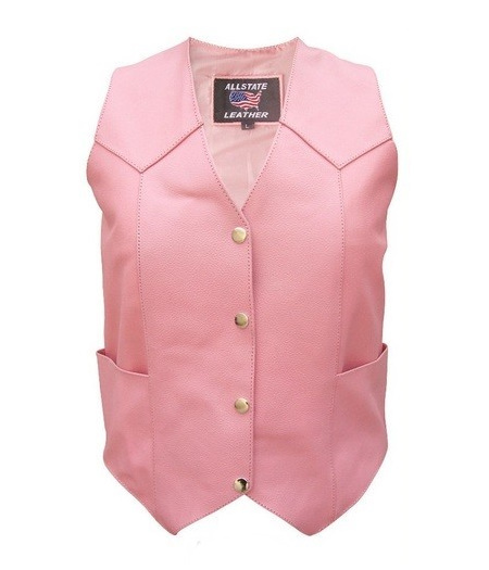 (image for) Ladies pink cowhide leather vest